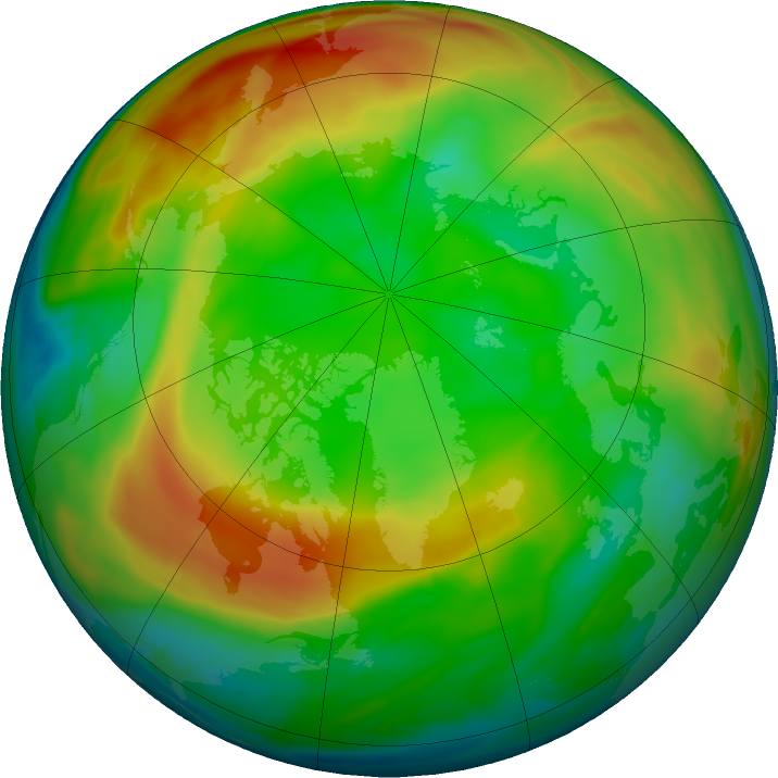 Arctic ozone map for 03 February 2022
